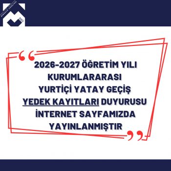Deü Mimarlık Fakültesi 2026-2027 Öğretim Yılı  Kurumlararası Yurtiçi Yatay Geçiş Yedek Kayıtlar İçin...